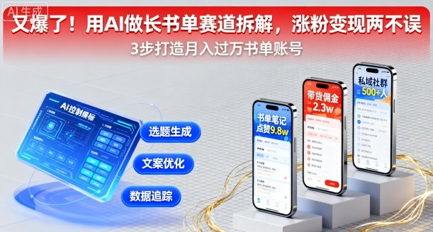 又爆了！用AI做长书单赛道拆解，涨粉变现两不误-赚钱驿站