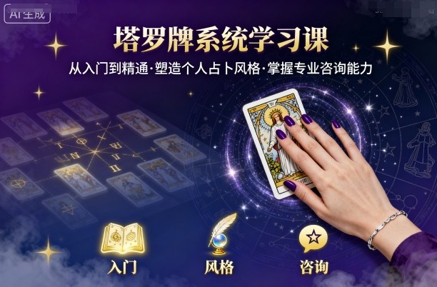 塔罗牌系统学习课，助你从入门到精通，塑造个人占卜风格，掌握专业咨询能力-赚钱驿站