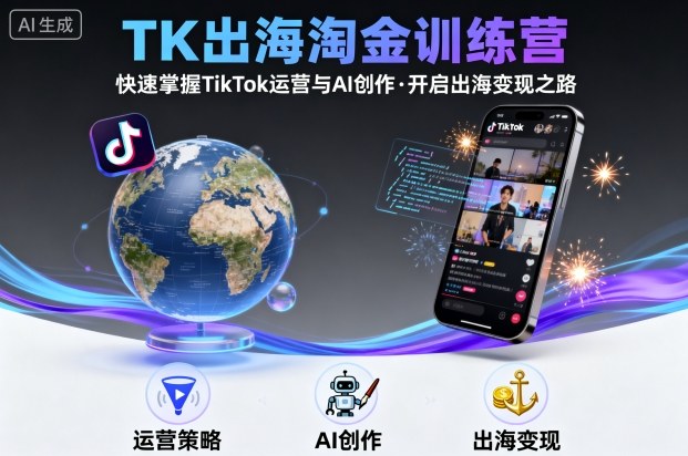 TK出海淘金训练营，助你快速掌握TikTok运营与AI创作，开启出海变现之路-赚钱驿站