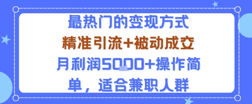小众赛道玩法：当下最热门的变现方式，精准引流+被动成交月利润5k+操作简单，适合兼职人群-赚钱驿站