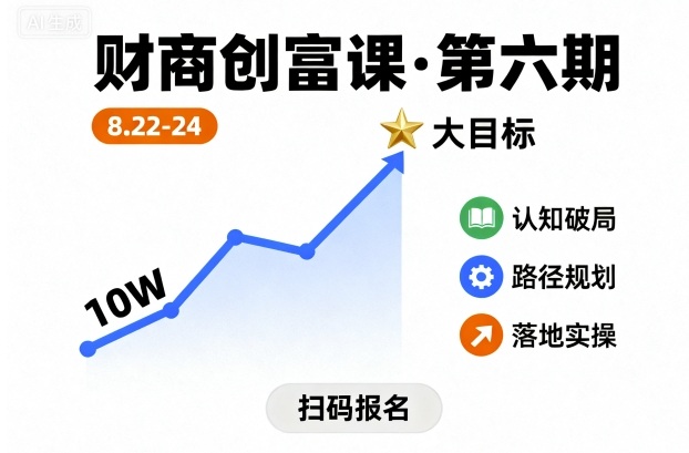 财商创富课第六期8月22-24号，如何从10W起步，一步步实现大目标-赚钱驿站