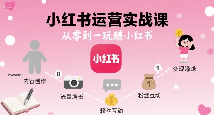小红书运营实战课，从零到一玩賺小红书-赚钱驿站