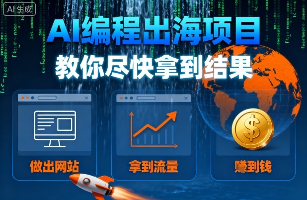 AI编程出海项目，教你尽快拿到结果-做出网站、拿到流量、賺到钱-赚钱驿站