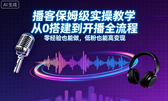播客保姆级实操教学，从0搭建到开播全流程，零经验也能做，低粉也能高变现-赚钱驿站