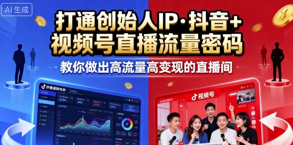 25年直播9-10两期线下课，打通创始人IP，抖音+视频号直播流量密码，教你做出高流量高变现的直播间-赚钱驿站