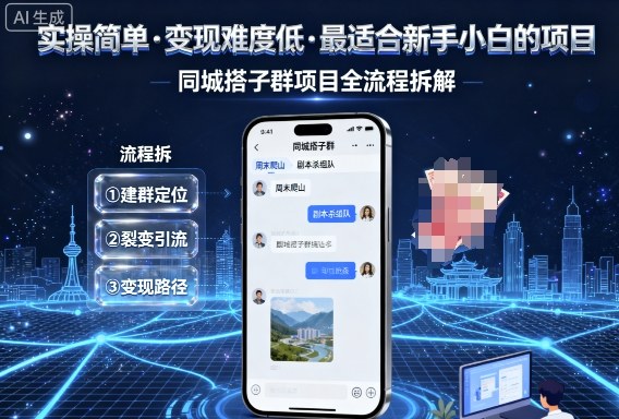 实操简单，变现难度低，最适合新手小白做的项目，每天轻松收入3张，同城搭子群项目全流程拆解-赚钱驿站