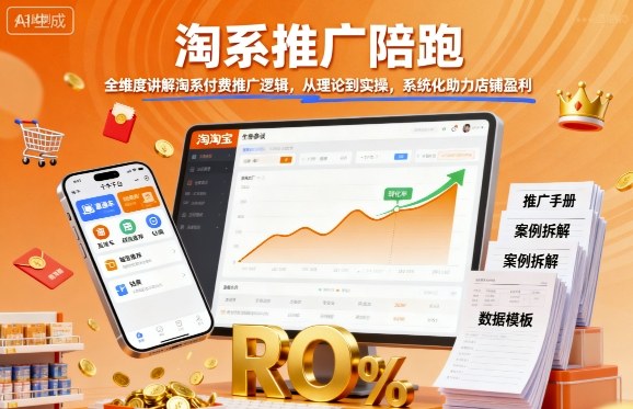 淘系推广陪跑，全维度讲解淘系付费推广逻辑，从理论到实操，系统化助力店铺盈利-赚钱驿站