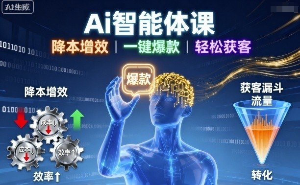 Ai智能体课，降本增效，一键爆款，轻松获客-赚钱驿站