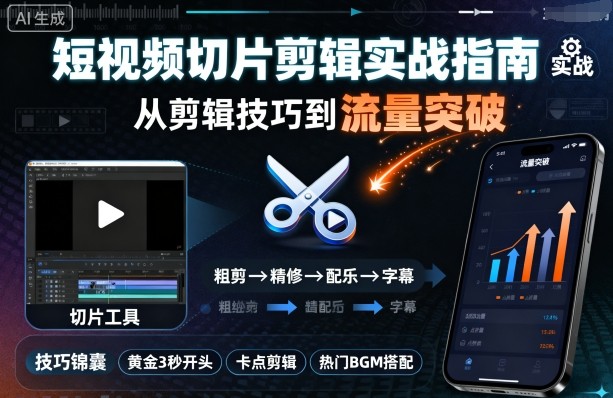 短视频切片剪辑实战指南，从剪辑技巧到流量突破-赚钱驿站
