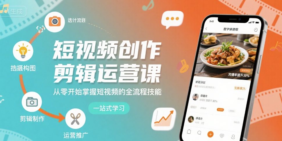 短视频创作剪辑运营课，从零开始掌握短视频的全流程技能-赚钱驿站