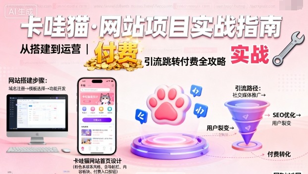 卡哇猫·网站项目，网站搭建与运营以及引流跳转付费-赚钱驿站