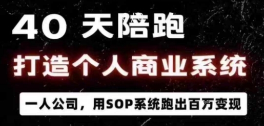 40天陪跑打造个人商业系统，一人公司，用SOP系统跑出百W变现-赚钱驿站