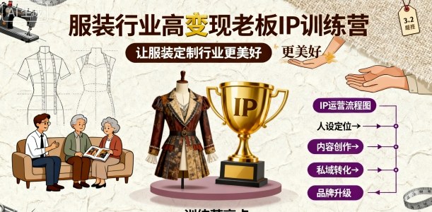 服装行业高变现老板IP训练营，让服装定制行业更美好-赚钱驿站