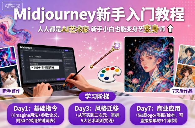 midjourney新手入门教程：人人都是AI艺术家，新手小白也能变身艺术大师-赚钱驿站