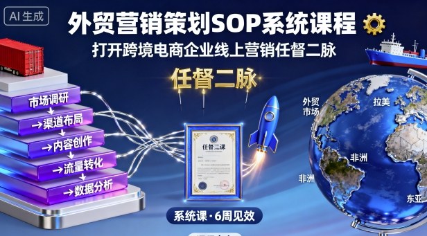 外贸营销策划SOP系统课程，打开跨境电商企业线上营销任督二脉-赚钱驿站