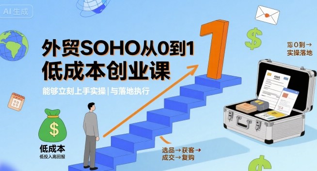 外贸SOHO从0到1低成本创业课，能够立刻上手实操与落地执行-赚钱驿站