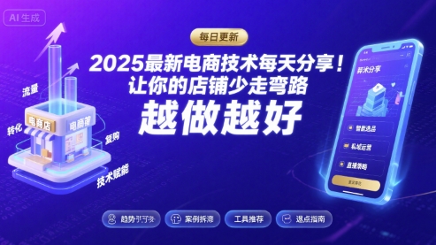2025最新电商技术每天分享，让你的店铺少走弯路，越做越好(更新8月)-赚钱驿站
