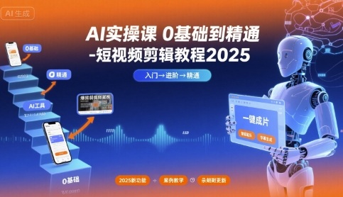 AI实操课0基础到精通-短视频剪辑教程2025-赚钱驿站