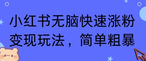 小红书无脑快速涨粉变现玩法，简单粗暴-赚钱驿站