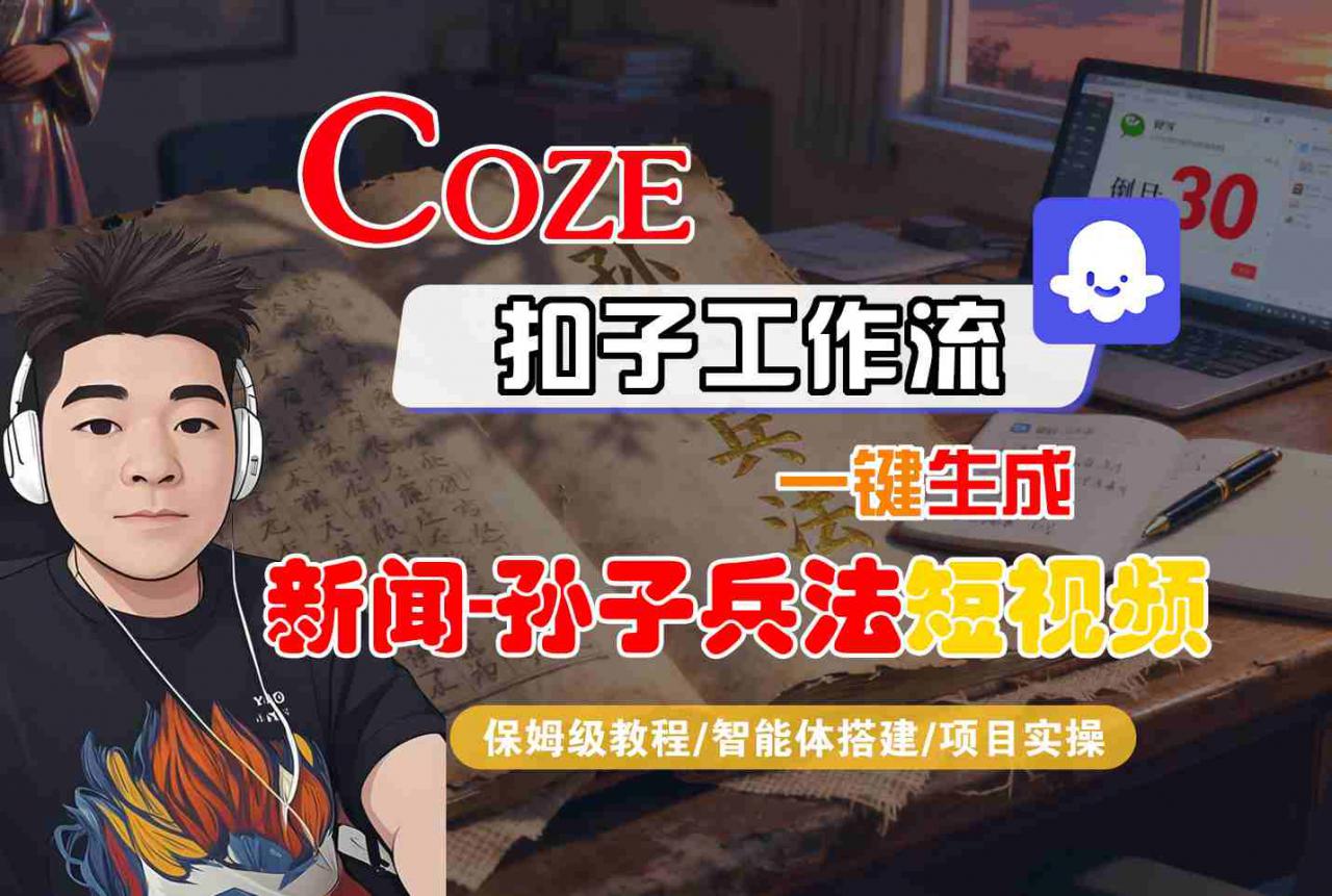 Coze扣子智能体工作流一键生成“新闻-孙子兵法“短视频，全流程保姆级教学-赚钱驿站