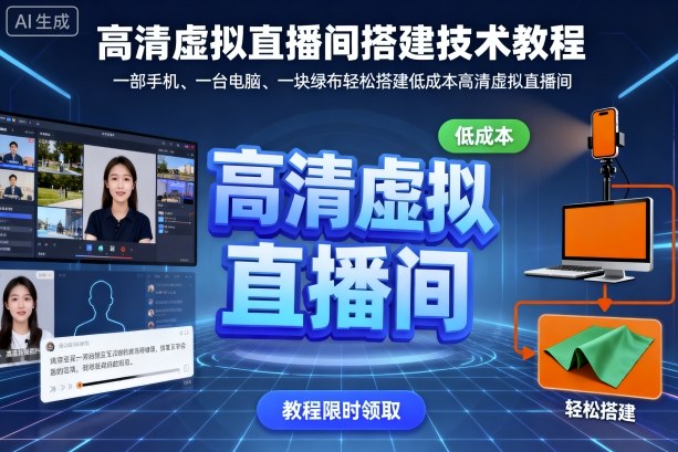 高清虚拟直播间搭建技术教程，一部手机、一台电脑、一块绿布轻松搭建低成本高清虚拟直播间-赚钱驿站