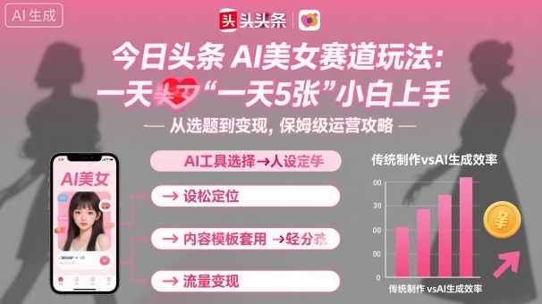 今日头条AI美女赛道玩法，一天轻松5张，小白轻松上手-赚钱驿站