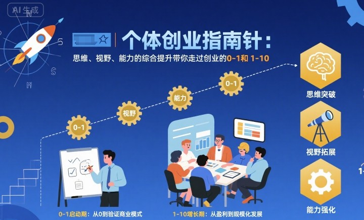 个体创业指南针，思维、视野、能力的综合提升带你走过创业的0-1和1-10【音频】-赚钱驿站