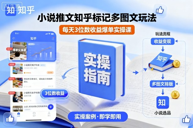 小说推文知乎标记多图文玩法，每天3位数收益爆单实操课-赚钱驿站