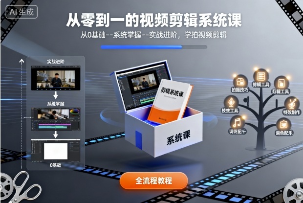 从零到一的视频剪辑系统课，从0基础–系统掌握–实战进阶，学拍视频剪辑-赚钱驿站