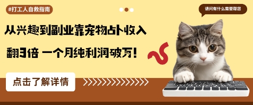 从兴趣到副业靠宠物占卜收入翻3倍一个月纯利润破W-赚钱驿站