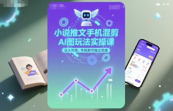 小说推文手机混剪AI图玩法实操课，日入可观，手机即可独立完成-赚钱驿站