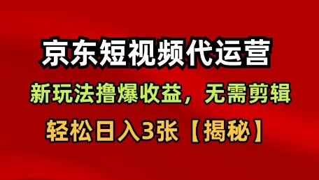 京东短视频带货，新玩法撸爆收益，无需剪辑，无需选品，轻松日入3张【揭秘】-赚钱驿站