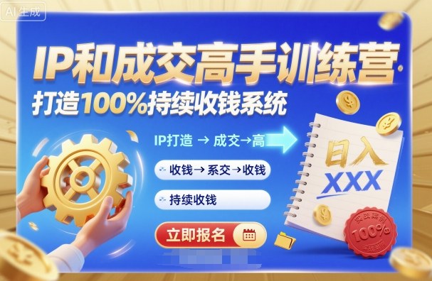 带你成为IP和成交高手的训练营，打造100%持续收钱系统-赚钱驿站