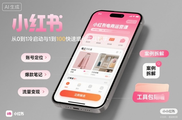 小红书电商运营课：从0到1冷启动与1到100快速增长实战教学-赚钱驿站