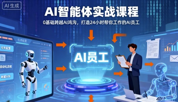 Ai智能体实战课程，0基础跨越Ai鸿沟，打造24小时帮你工作的Ai员工，打破常规，以实战定义Ai-赚钱驿站