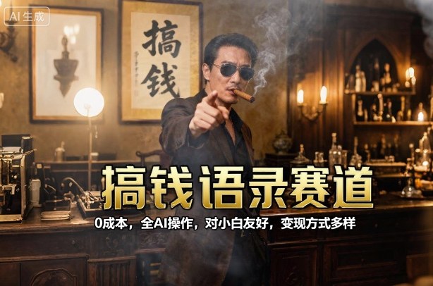 搞钱语录赛道，0成本，全AI操作，对小白友好，变现方式多样-赚钱驿站