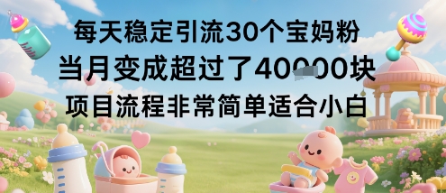 每天稳定引流30个宝妈粉当月变成超过了1W+项目流程非常简单适合小白-赚钱驿站