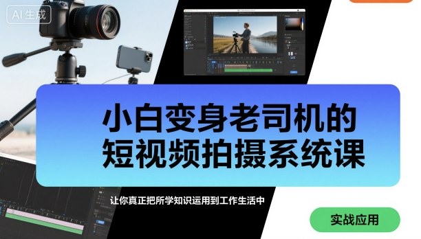 小白变身老司机的短视频拍摄系统课，让你真正把所学知识运用到工作生活中-赚钱驿站