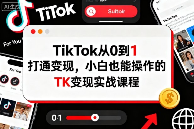 TikTok从0到1打通变现，小白也能操作的TK变现实战课程-赚钱驿站