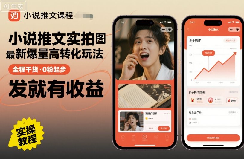 小说推文实拍双图文最新爆量高转化玩法，全程干货，0粉起步，发就有收益-赚钱驿站