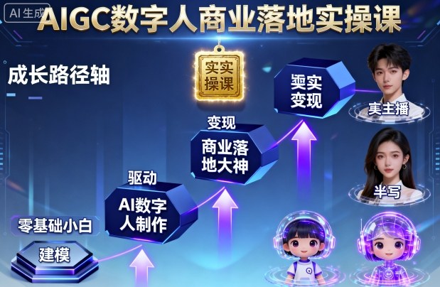 AIGC数字人商业落地实操课，从零基础小白到AI数字人大神-赚钱驿站