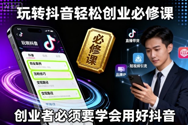 玩转抖音轻松创业必修课，创业者必须要学会用好抖音-赚钱驿站