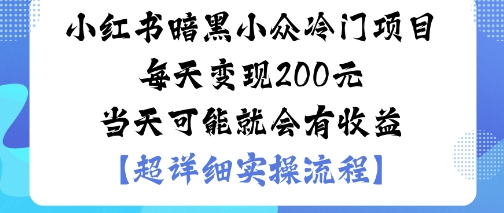 小红书暗黑小众冷门项目每天变现2张当天可能就会有收益-赚钱驿站