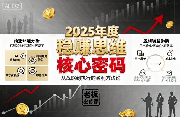 2025年度稳賺思维老板创业营，拆解2025年新商业环境下，企业实现持续盈利的核心密码-赚钱驿站