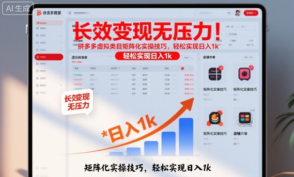 长效变现无压力！拼多多虚拟类目矩阵化实操技巧，轻松实现日入1k【揭秘】-赚钱驿站