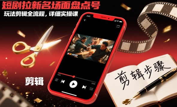 短剧拉新名场面盘点号玩法剪辑全流程，详细实操课-赚钱驿站