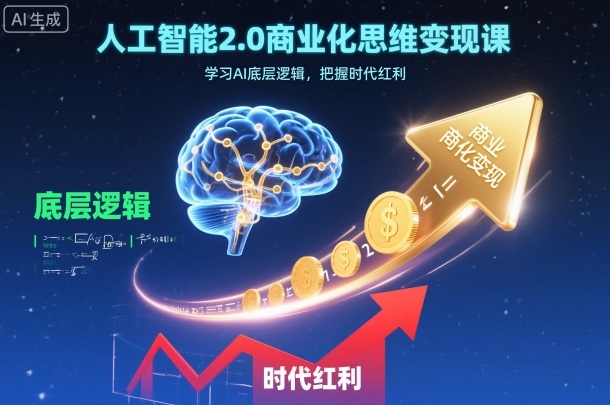 人工智能2.0商业化思维变现课，学习AI底层逻辑，把握时代红利-赚钱驿站