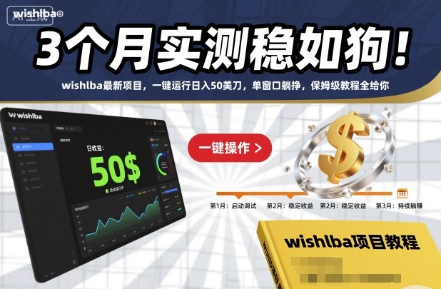 3个月实测稳如狗！wishlba最新项目，一键运行日入50美刀，单窗口躺挣，保姆级教程全给你【揭秘】-赚钱驿站