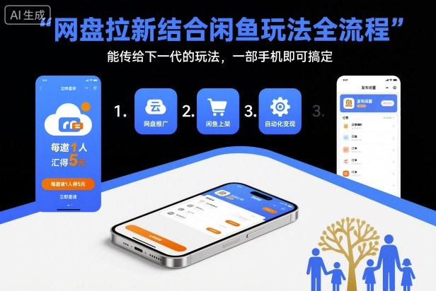 网盘拉新结合闲鱼玩法全流程，能传给下一代的玩法，一部手机即可搞定（附入口渠道以及实操教程）-赚钱驿站