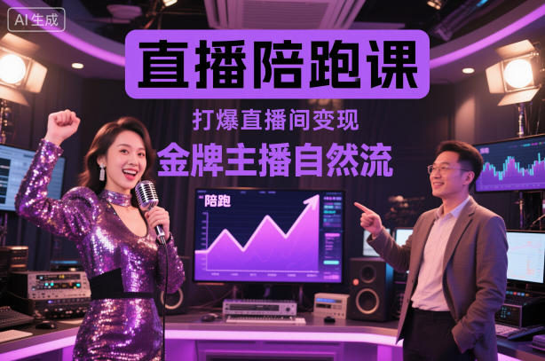 直播陪跑课，金牌主播自然流打爆直播间，复制高变现玩法-赚钱驿站